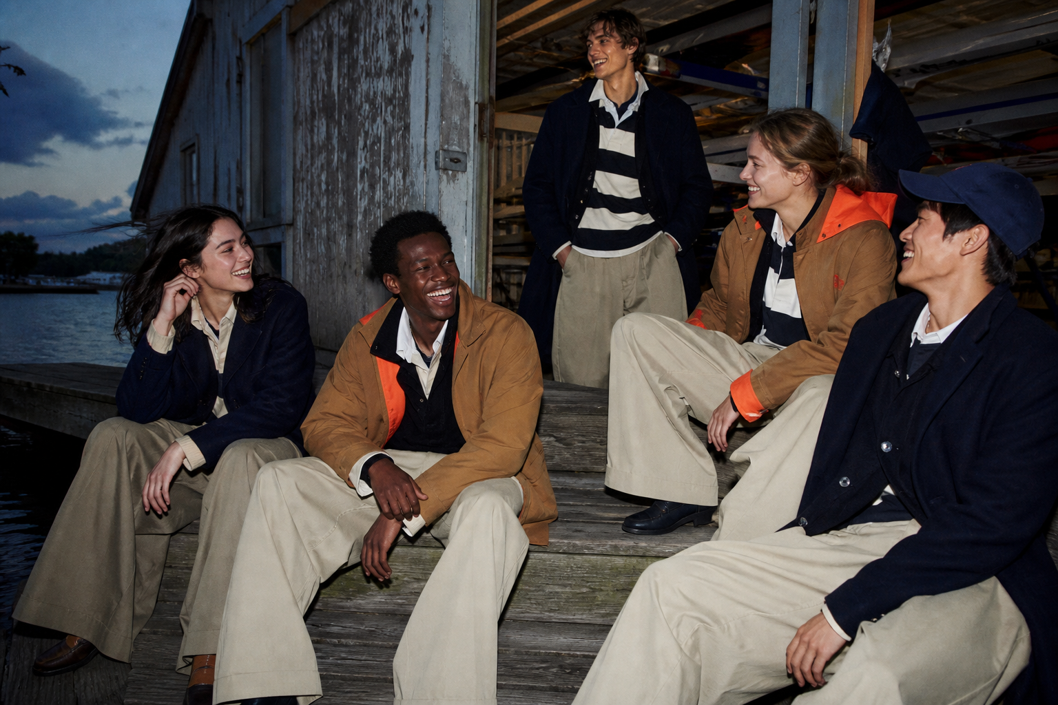 The new crew at the boathouse, dawn